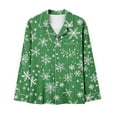 thumbnail image 6 of Ltctricy Women's Christmas Pajama Sets Long Sleeve V Neck Collared Button down Printed Sleepwear Top Pants 2 Piece Lounge Sets(Green,XX-Large), 6 of 7