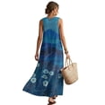 thumbnail image 2 of Xoenoiee Daisy Grass Mountain Print Women's Cotton Linen Maxi Dresses Round Neck Sleeveless Flowy Linen Long Dress with Pockets, Lightweight Summer Beach Vacation Outfits, L, 2 of 7