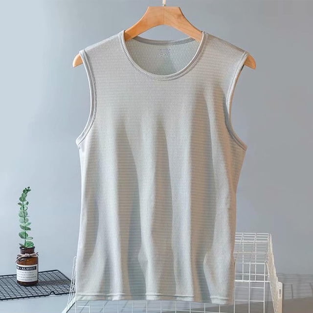 pstuiky Camisetas interiores de tirantes para hombre, Camisola deportiva informal de cuello redondo y alta elasticidad de color liso para hombre Chaleco para hombre xxl