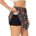 thumbnail image 2 of Disketp Skulls and Flowers Print Women's Shorts Workout Shorts for Athletic Gym Running Shorts with Phone Pockets, 2 of 8