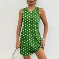 thumbnail image 4 of Cotton Dress Womens Sleeveless Floral Print Crewneck Racerback Tank Top Mini Dresses with Pockets Casual Summer (M, Green Dots), 4 of 6