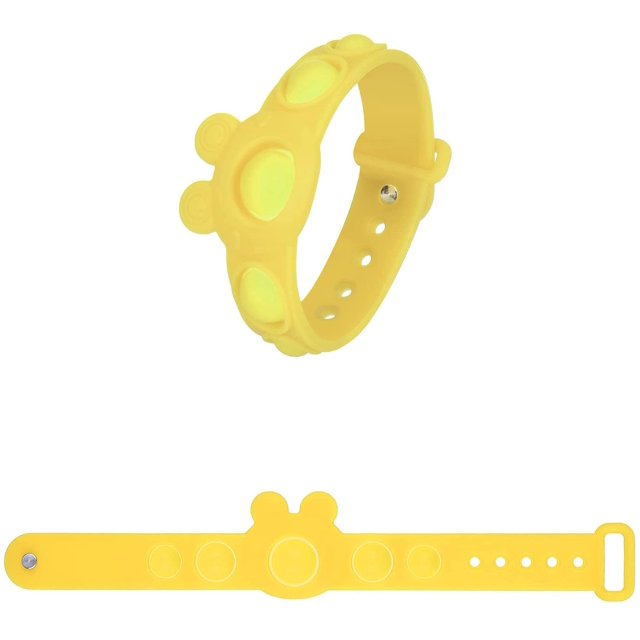 Cute Frog Shape Simple Sensory Dimple Fidget Bracelet Toy Silicone Decompression Wristband, Kawaii Frog Sensory Fidgeting Game Bubble Music Bracelet Mini Flip Finger Press Toy (Yellow, 1PC)