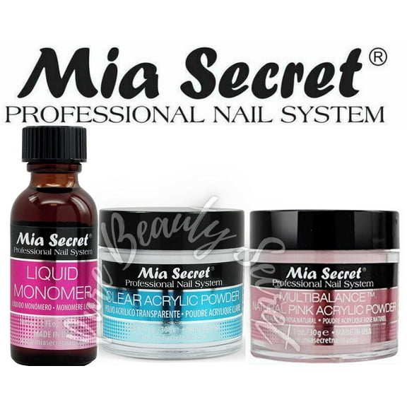 Mia Secret Liquid Monomer 1 oz   Powder 1 oz x 2 (Clear   Natural Pink)