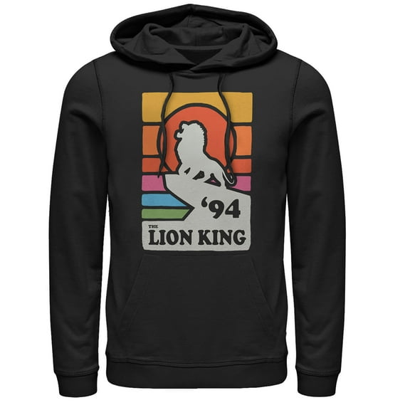 Men's Lion King Retro Rainbow '94 Silhouette  Pull Over Hoodie Black Medium