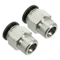 Uxcell 12mm x 3/8"NPT Male Thread Push to Connect Fittings Pneumatic Air line Quick Connect Fittings 2 Pack Silver