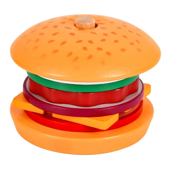 Juguetes de apilamiento de comida de madera Jugar Juguete de comida Actividades de aprendizaje Habilidad fina Educación temprana para regalos Hamburguesa CUTICAT cocina