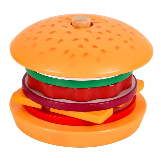 Juguetes de simulación de alimentos apilables para niños en edad preescolar, juguetes educativos tempranos y creativos. Hamburguesa
