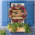 thumbnail image 4 of 15.74-Inch Red White And Blue Fabric Front Door Wreath With Metal Star Bow Decoration Indoor Outdoor 4th Of July Home Decor, 4 of 9