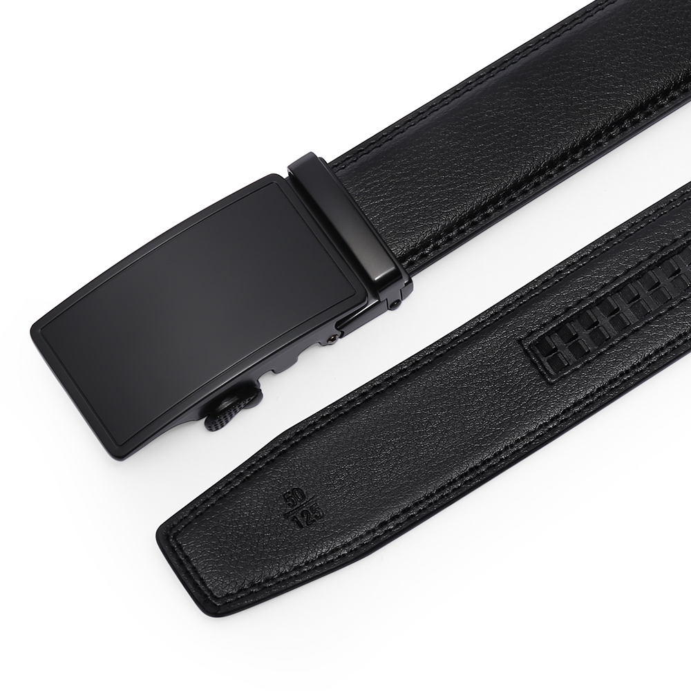 SENDEFN Men's Leather Belt with Ratchet Buckle, Black photo 6