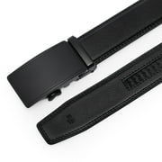 Sendefn Mens Leather Belt Automatic Ratchet Buckle Slide Belt for Dress Casual Trim to Fit with Gift Box(A-black-31,28 to 46 WAIST ADJUSTABLE)