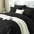thumbnail image 6 of Flymme Full Size Comforter Sets 7 Pieces Bed in a Bag Black Bed Set Soft Microfiber Complete Bedding Sets with Stitch Quilted Comforter, Flat Sheet, Fitted Sheet, Pillowcases, 6 of 10