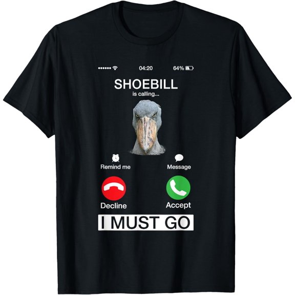 Shoebill Is Calling Large African Bird Wildlife Animal Lover T-ShirtMen and women, White Black T-shirt, size: Extra large S-1842XL
