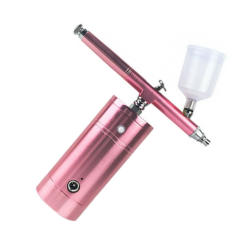 Portable Rechargeable Air Compressor Kit Air\-Brush Paint Spray Airbrush  For Art Craft Cake Fog Mist Sprayer rose gold 