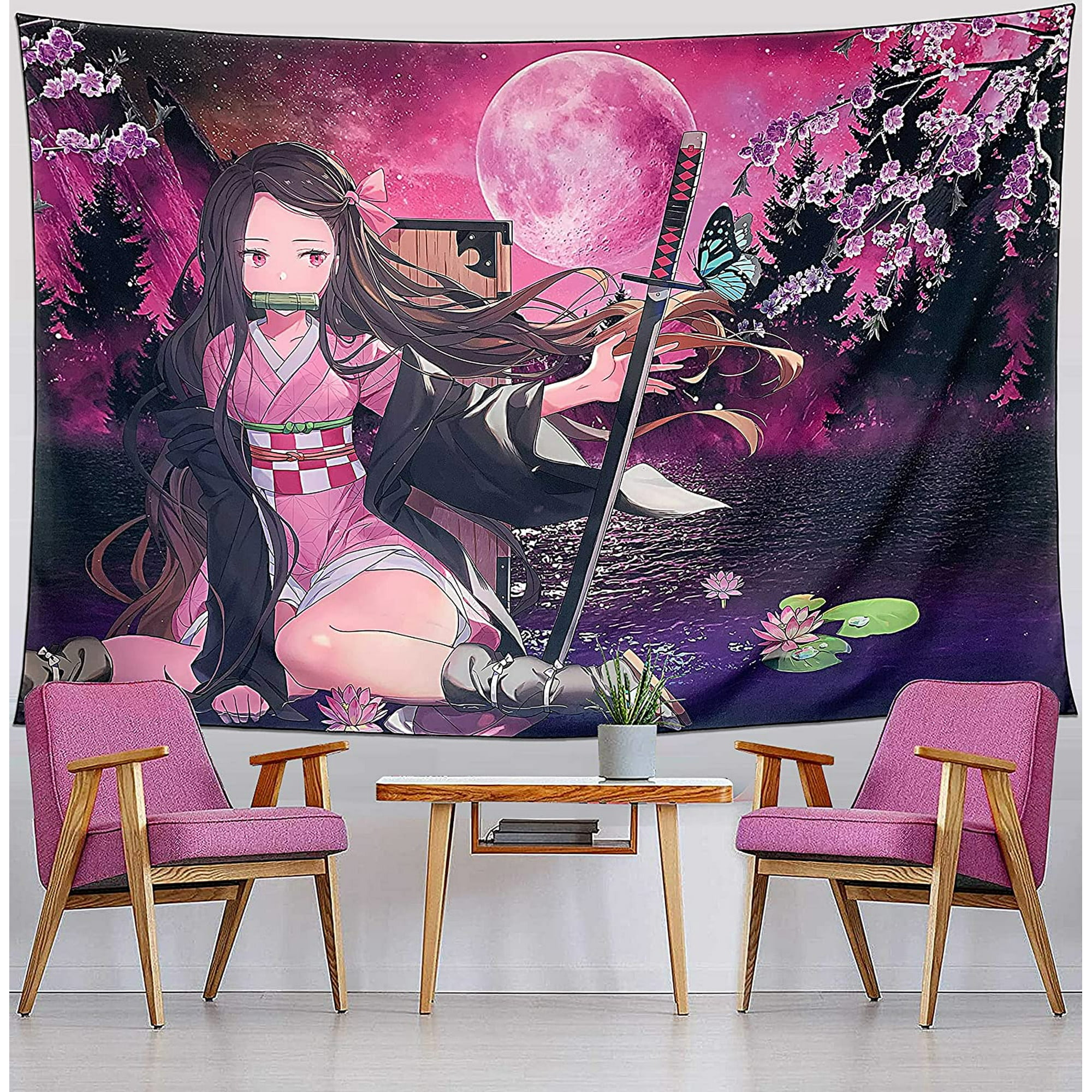 Kscd Ragiheytea G Rhiheytea O Demon Slayer Tapestry Anime Tapestry Cartoon Poster Background 60x40 Inches Butterfly Girl Demon Slayer