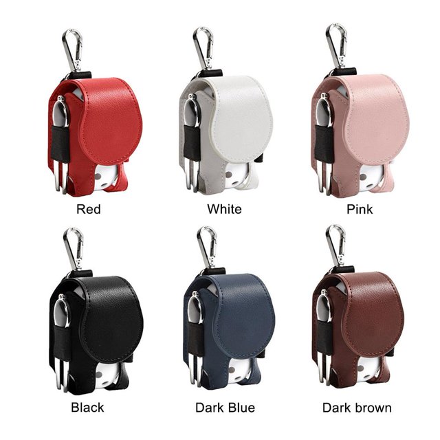 Golf Bolsa de cuero PU para pelotas de golf Mini accesorios para colgar en la cintura para exteriores (azul oscuro)