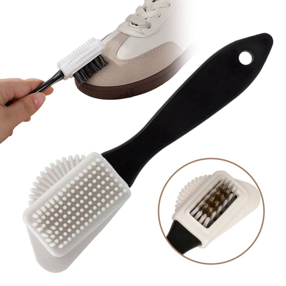 FXMLRLK 1 Pack Black Handheld 3 Sides Washing Cleaning Brush Suede Nubuck Shoes Boot Cleaner Tool