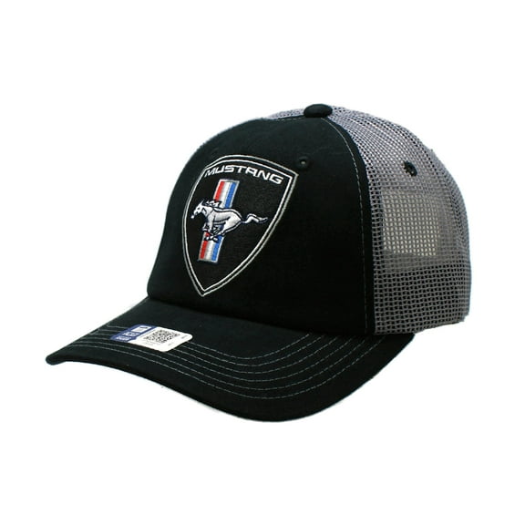 Hat - Ford Mustang Shape Black & Gray Trucker Cap