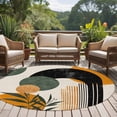 thumbnail image 4 of Boho Middle Century Large Round Rug 8 FT, Non Slip Living Room Area Carpet, Abstract Orange Geometric Leaves Washable Soft Circle Rug Non-Shedding Floor Carpet for Bedroom Office Dining Room, 4 of 9
