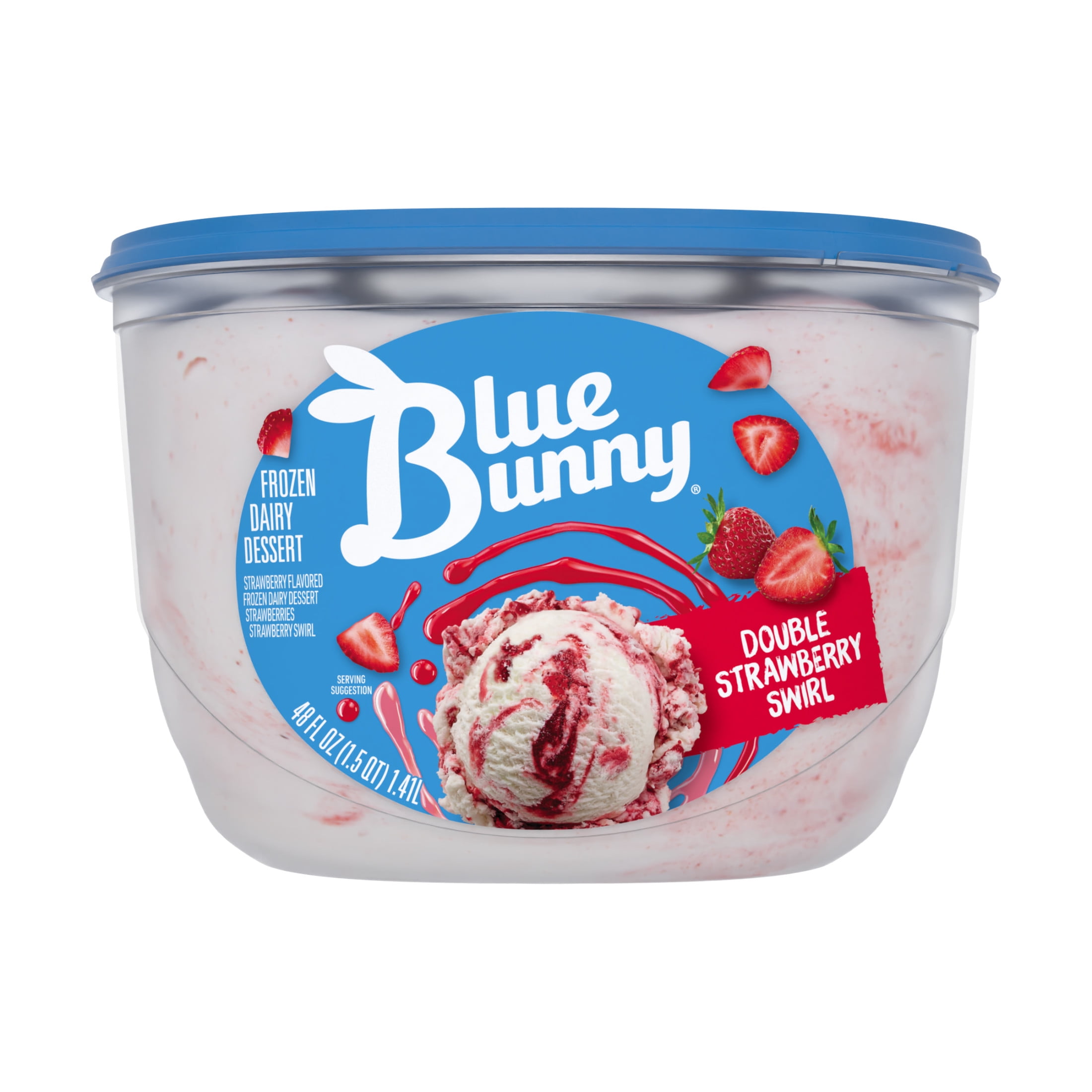 Blue Bunny Double Strawberry Swirl Premium Frozen Dessert, 48 fl oz