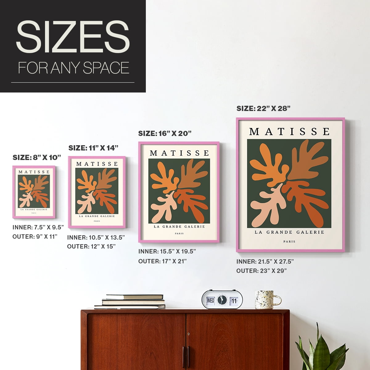 Matisse CCCLXXXV in Pink Solid Wood 16 x 20 Framed Print