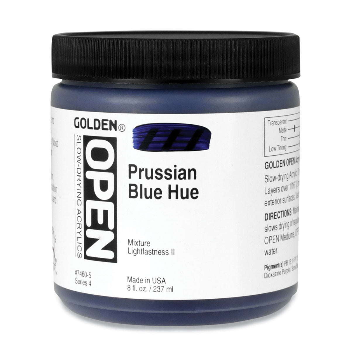 Golden Open Acrylics - Prussian Blue Hue, 8 oz Jar