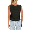thumbnail image 6 of Women's Solid Color V Neck Three Button Knit Sweater Vest, Cropped Sleeveless Casual Top, Lightweight for Summer Going Out Outfits, Soft and Breathable Black S, 6 of 10