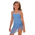 thumbnail image 3 of SSCMYXG Girls 1 Piece Swimsuit with Wrap Skirt, Contrast Trim Bathing Suit for Tween Girls Beach Pool Sky Blue 7-8 Years, 3 of 7