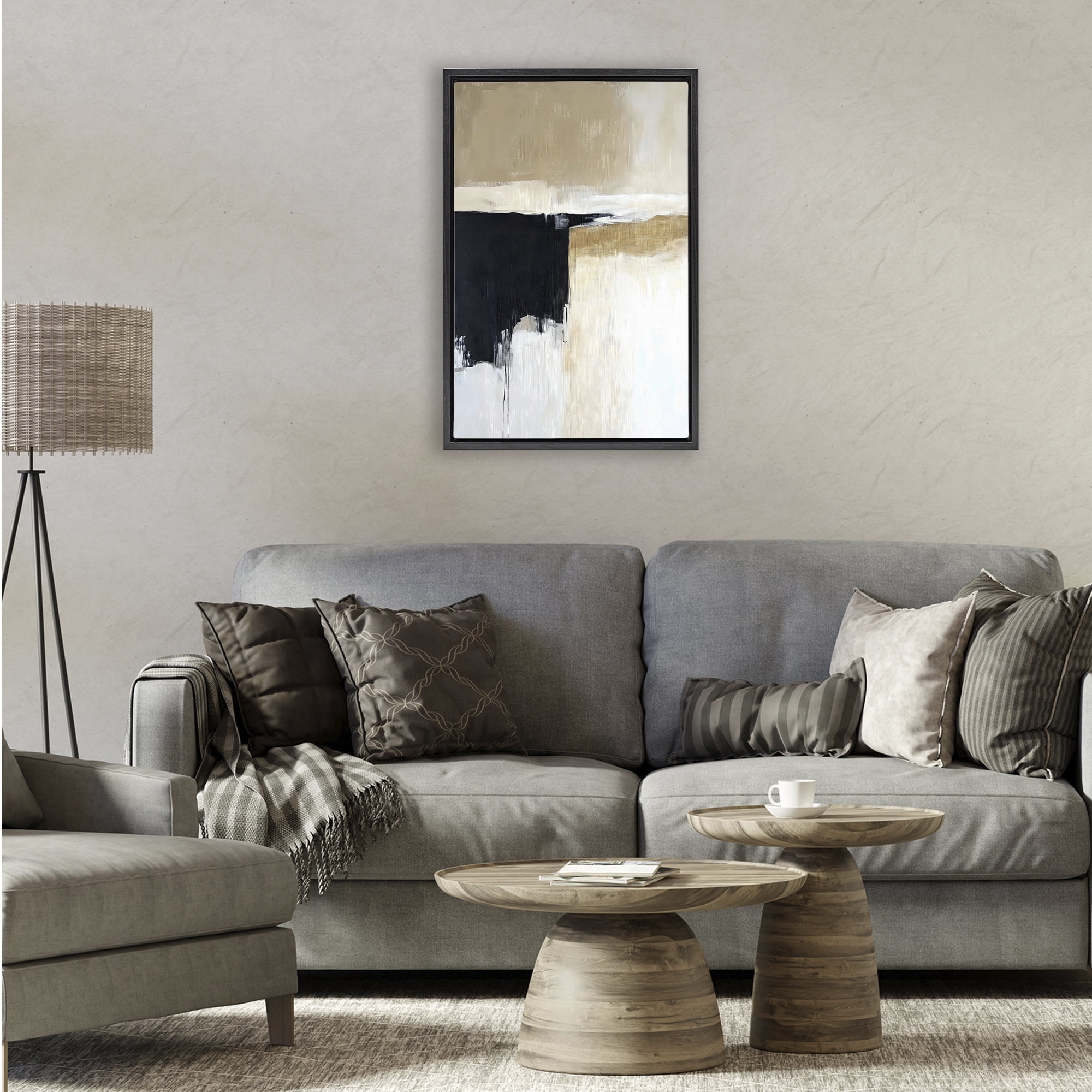 Stupell Industries Desert Shades Muted Neutrals Black Framed Floater Canvas Wall Art, design by Gina Kelly