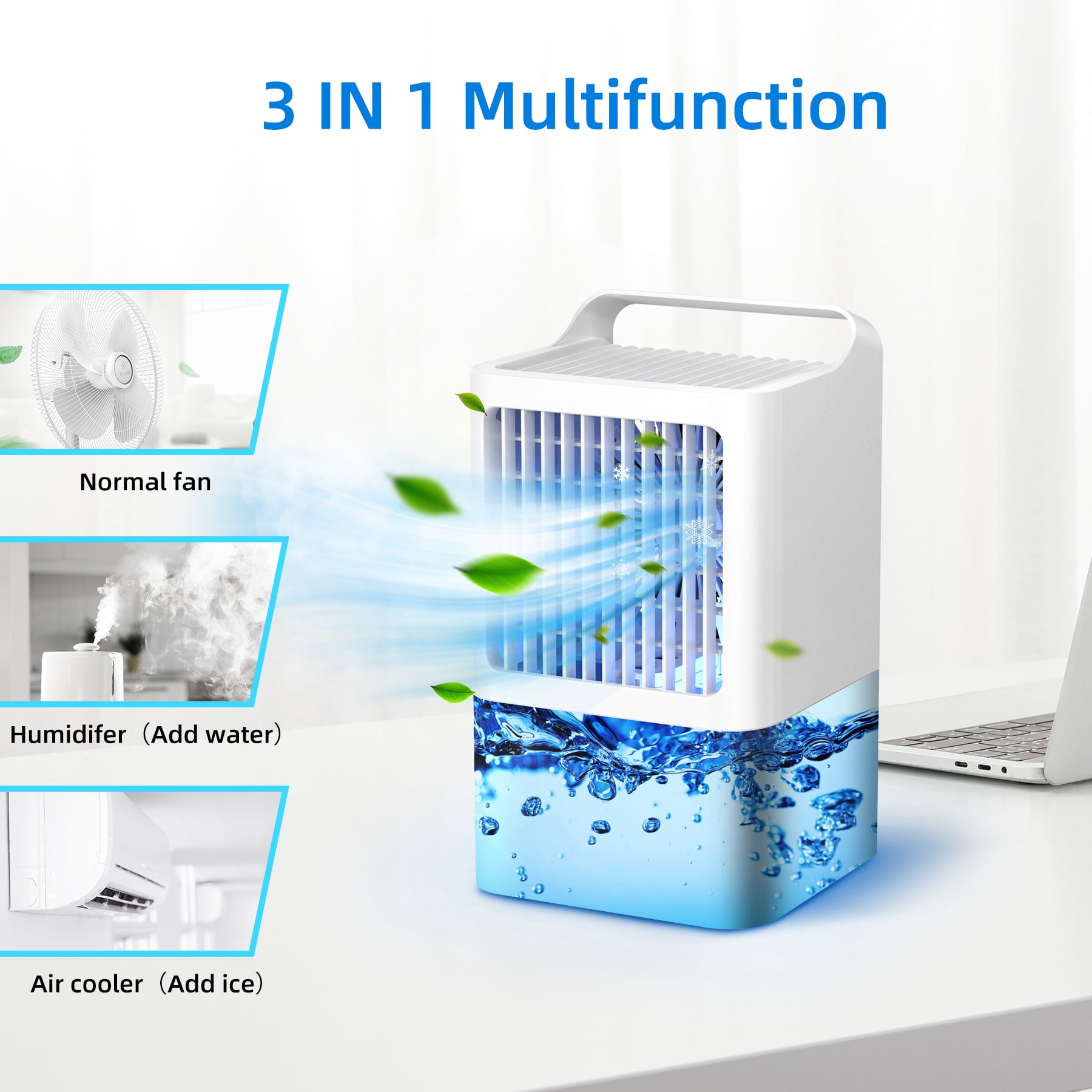 ALROCKET Portable Air Conditioners, Evaporative Air Cooler with 120°Oscillating Mist Humidifier, Portable AC Unit for Bedroom Office Dorm