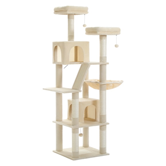 PAWZ Road 71" Large Cat Tree Multi-Level Cat Tower with 6 Scratching Posts for Indoor Pet Beige