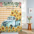 thumbnail image 4 of Shower Curtains for Bathroom, Sunflowers Trucks Waterproof Fabric Shower Curtain, Spring Farmhouse Eucalyptus Orange Plaid Decorative Bathroom Curtain for Bathtub, 66"x72", No Hooks Included, 4 of 9