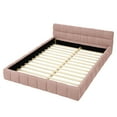 thumbnail image 5 of Queen Size Upholstered Bed Frame,No Box Spring Needed, Sturdy Solid Wood Platform Bed with Thick Chenille Fabric & Headboard , Easy Assembly, Modern Bedroom Upgrade, Durable Design, Pink, 5 of 7