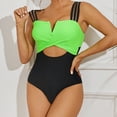 thumbnail image 4 of Aayomet Bathing Suit for Women Neck Cut Out Shorts 1Piece Swimsuit (Green, M), 4 of 5