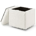 thumbnail image 4 of Posh Living Stanley Modern Faux Fur Fabric Cube Storage Ottoman in White, 4 of 8