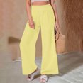 thumbnail image 6 of Linen Cotton Pants For Women Pull On Straight Leg Slacks Loose Casual High Waist Trousers With Pocket, 6 of 9