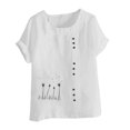thumbnail image 4 of Hauts d'Été pour Femmes DYTTDG T-Shirt Mode Imprimé Grande Taille Col Rond Manches Courtes Blouse Décontractée Ample Hauts pour Femmes Liquidation Moins de 10 Blanc,m, 4 of 4