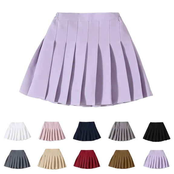 sususu Girls Pleated Mini Skirt 9-10T High Waist Tennis School Uniform Skirts Khaki