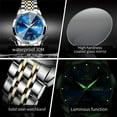 thumbnail image 6 of OLEVS Watch for Men Business Dress Diamond Analog Quartz Date Luxury Classic Stainless Steel Waterproof Luminous Two Tone Wrist Watch Blue Dial, 6 of 14