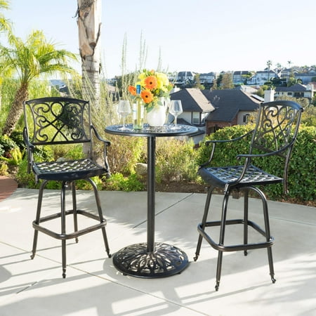 Santa Maria Shiny Copper Cast Aluminum (Silver) 3-piece Bistro Bar Santa Maria Shiny Copper Cast Aluminum (Silver) 3-piece Bistro Bar Set by - Santa Maria Shiny Copper Cast Aluminum (Silver) 3-piece Bistro Bar