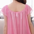 thumbnail image 6 of Tnhcen Plus Size Nightgown Women's Summer Sleepwear Sexy Lace Trim Short Sleeve Nightdress Ice Silk Midi Nightgown L-2XL Available in pink and purple, 6 of 9