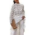 thumbnail image 2 of Womens Long Sleeve Round Neck High Low Asymmetrical Irregular Hem Tops, 2 of 11