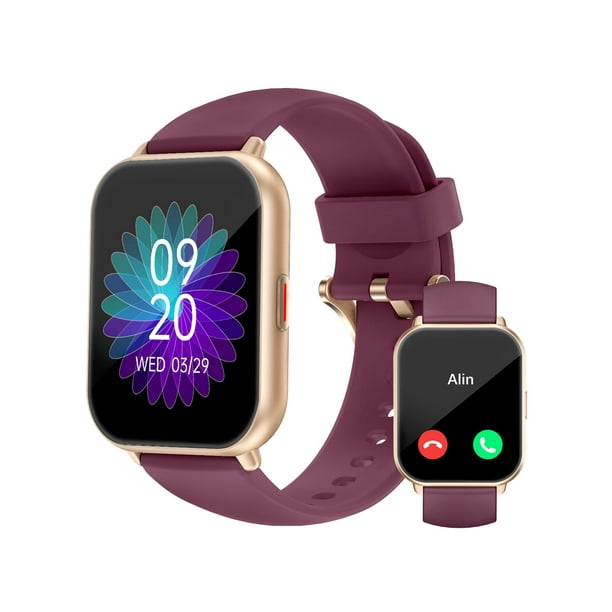 Reloj inteligente RUIMEN H1 de 1,8 pulgadas para hombre y mujer con 2 correas, color morado