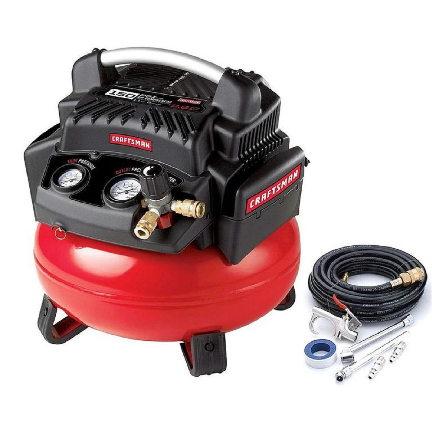 Craftsman 6 Gallon 1.1 HP Oil Free Pancake Compressor Hose Accessory Kit 8213376SRS501