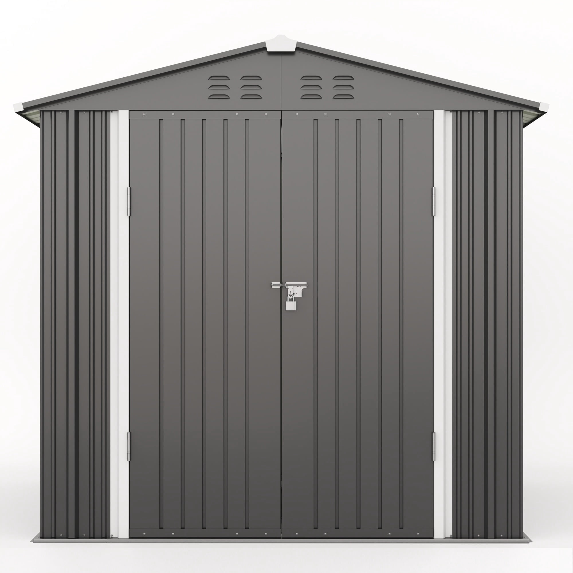 Asofer Outdoor Storage Shed, 6 x 4 FT Metal Garden Shed with Double Lockable Doors,for Backyard Patio Lawn-Dark Grey