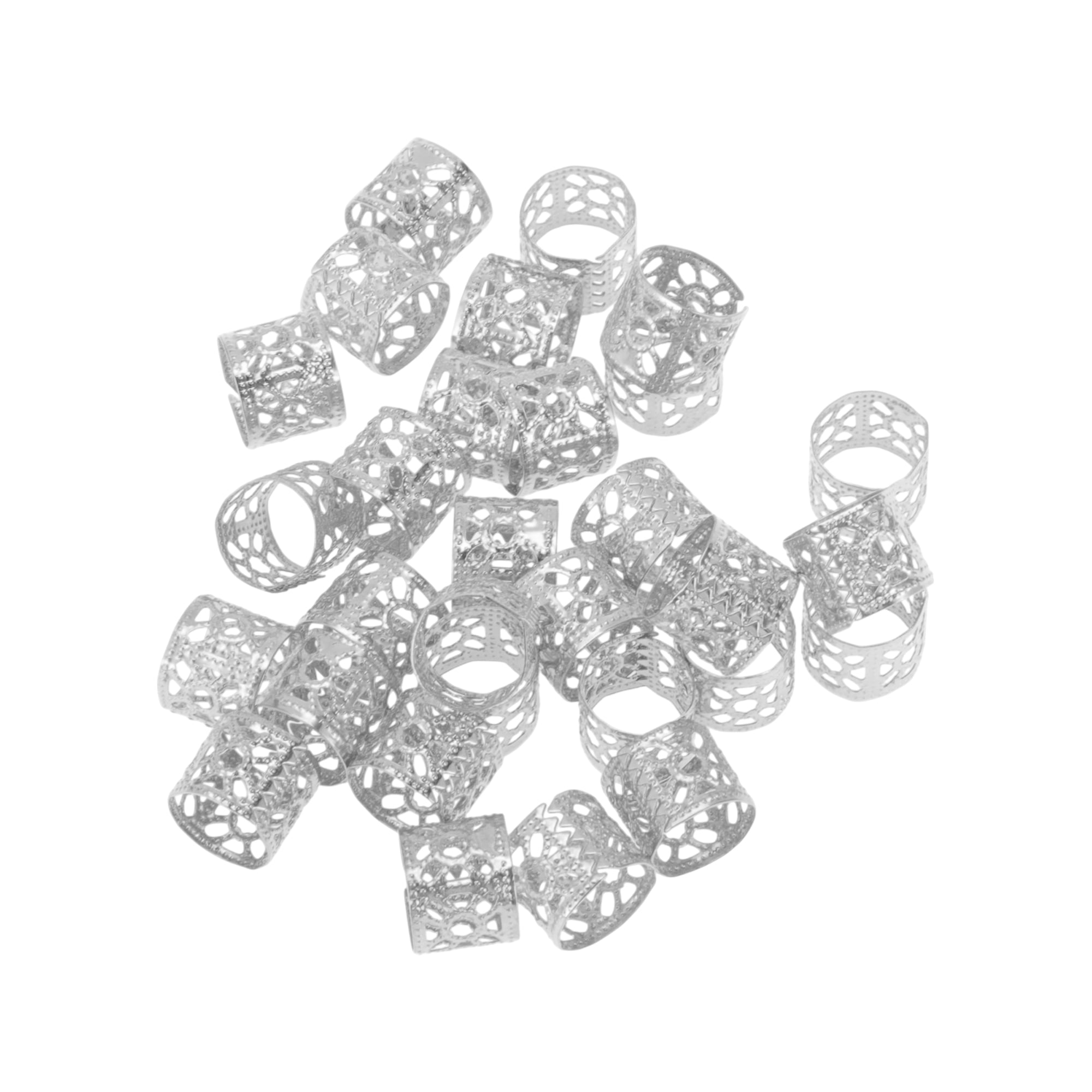 Unique Bargains Hollow Hair Cuffs Dreadlock 30 Pcs Silver Tone