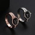 thumbnail image 2 of Opolski Watch Shape Rhinestone Alloy Pointer Round Dial Couple Finger Ring for Cocktail Party, 2 of 8