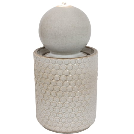 Sunnydaze Modern Orb Ceramic Outdoor Water Fountain with Light