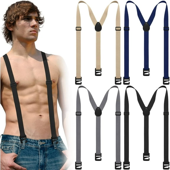 4 Pcs Hidden Suspenders for Men Hiking Suspenders Airport Friendly Adjustable Under Clothing Suspenders