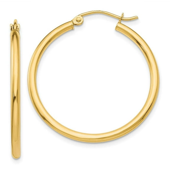 Primal Gold 14K Yellow Gold 2x30mm Lightweight Tube Hoop Earrings
