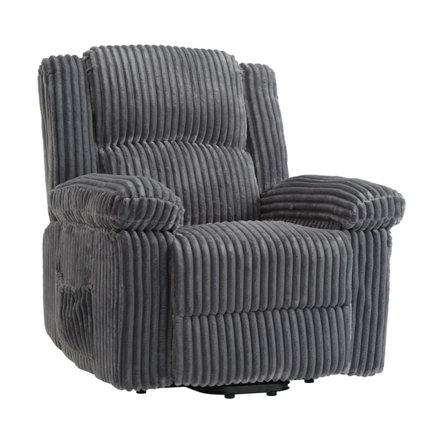 Garvee Fauteuil Inclinable en Velours Côtelé, Sofa Inclinable Manuel Réglable 90°-160° avec Pochette Latérale, Gris Foncé